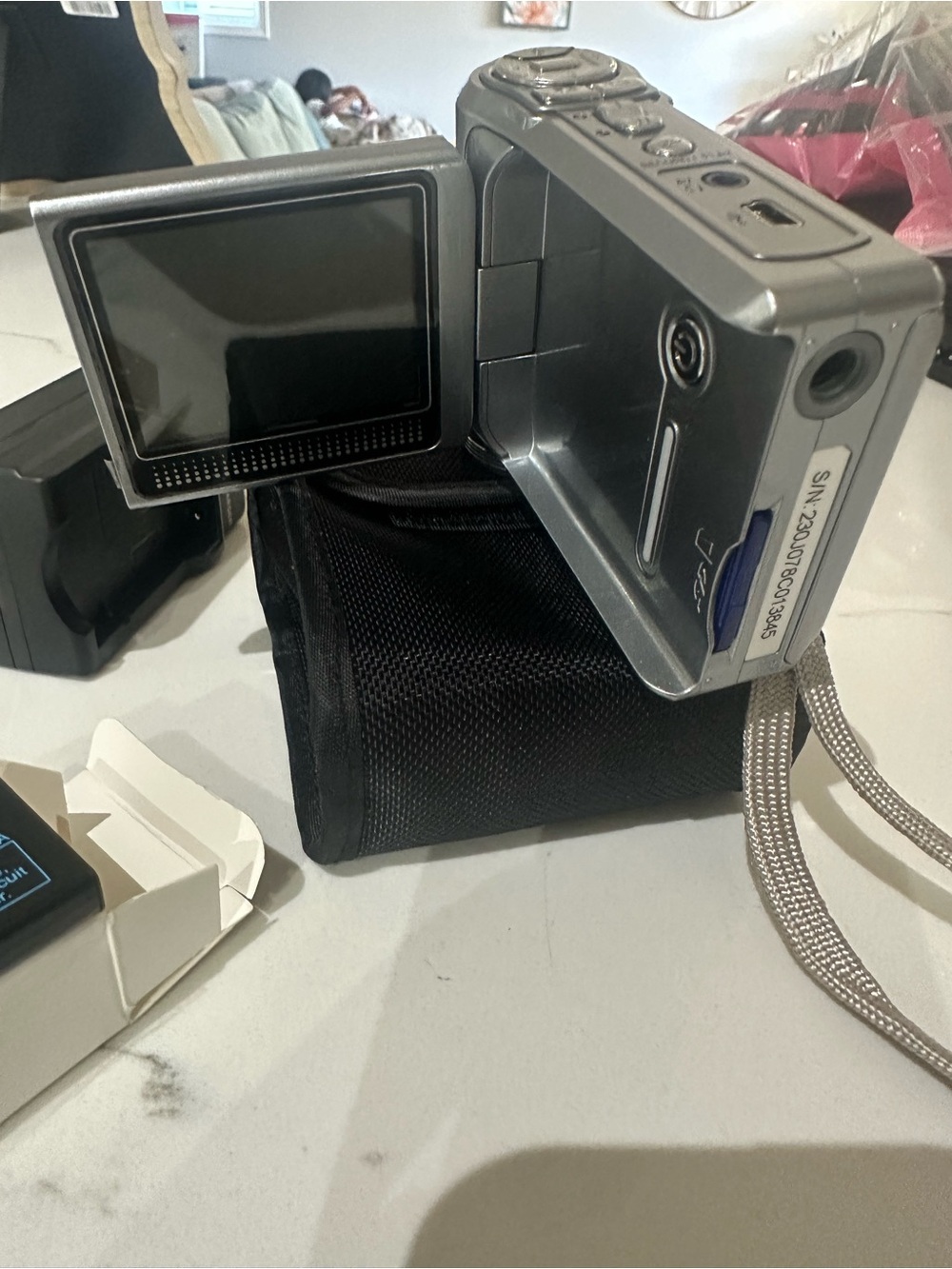 Compact Silver Digital Camcorder with Flip Screen